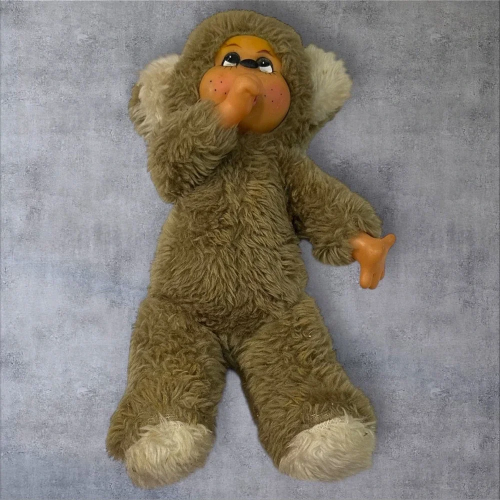 Atlanta Novelty Monkey Plush Toy Vintage Brown Rubber Face 11